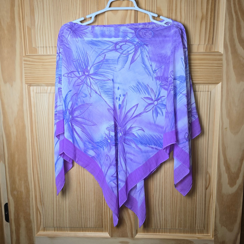 Club West Scarf Belt Shawl Sash Bandana Beach Cover Up Purple 41"x38" VTG